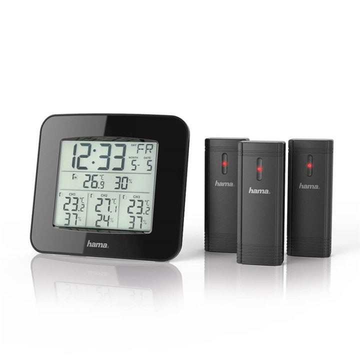 Hama Väderstation EWS-Trio 3x Sensor Svart in the group HOME, HOUSEHOLD & GARDEN / Fans & Climate products / Thermometers & Weather stations at TP E-commerce Nordic AB (38-90743)