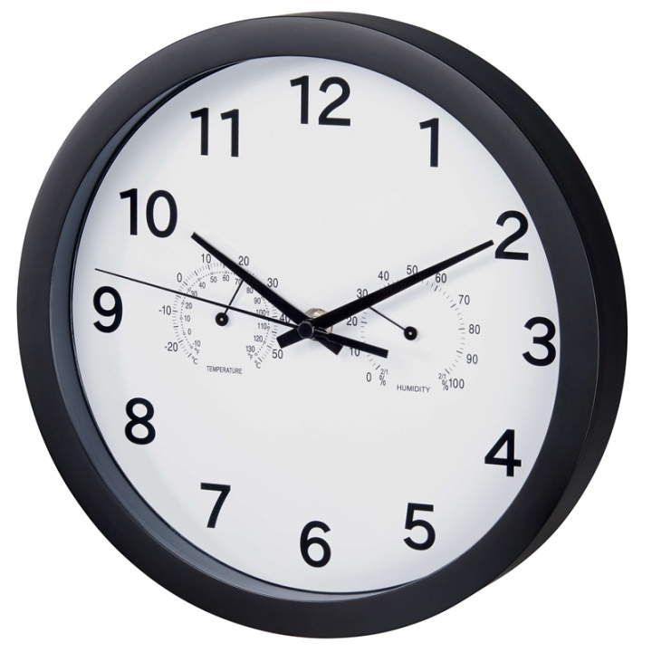 HAMA Wall Clock Pure Plus Termo/Hygro Black in the group HOME, HOUSEHOLD & GARDEN / Watches & Counters / Wall clocks at TP E-commerce Nordic AB (38-90754)
