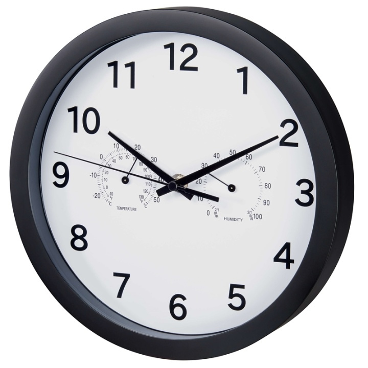 Hama Väggklocka Pure Plus inkl. Termo/Hygro Svart in the group HOME, HOUSEHOLD & GARDEN / Watches & Counters / Wall clocks at TP E-commerce Nordic AB (38-90754)