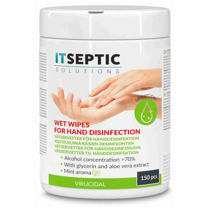 itseptic Hand Disinfection Wet Wipes Large >70% Alcohol 12x24cm 150 pcs in the group HOME, HOUSEHOLD & GARDEN / Cleaning products / Surface disinfectant at TP E-commerce Nordic AB (38-90860)
