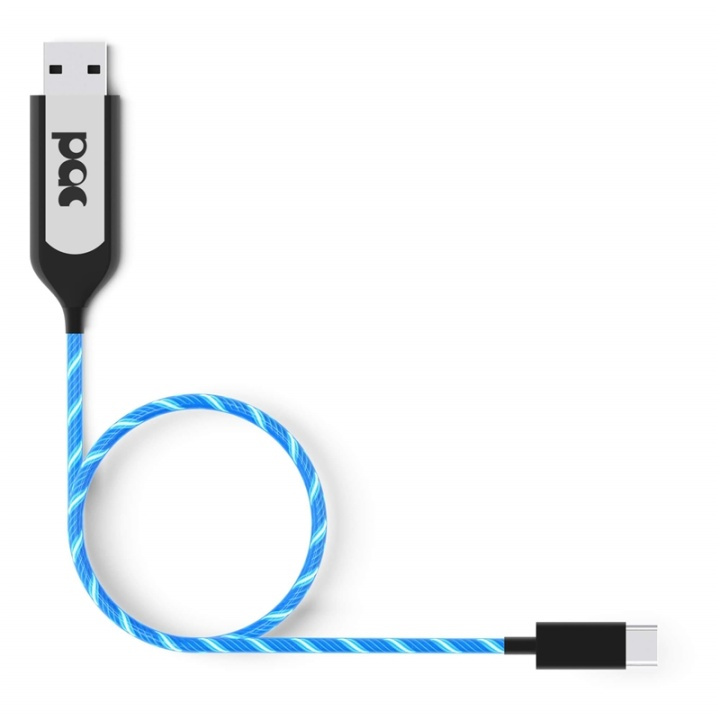 POWERAWARE PAC Cabel USB-C 1m Blue LED Light in the group COMPUTERS & PERIPHERALS / Computer cables / USB / USB-C at TP E-commerce Nordic AB (38-91131)