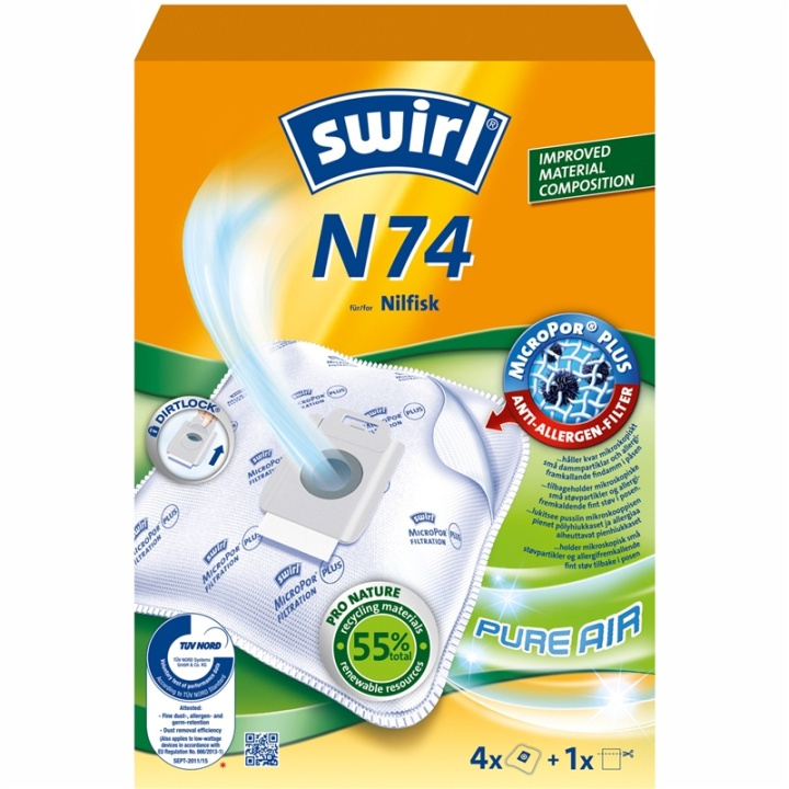 Swirl Dammsugarpåsar N74 OBS 3X4ST in the group HOME, HOUSEHOLD & GARDEN / Cleaning products / Vacuum cleaners & Accessories / Accessories / Vacuum bags at TP E-commerce Nordic AB (38-91619)