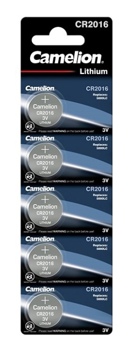 Camelion CR2016/3V, knappcellsbatteri, litium, 5-pack in the group HOME ELECTRONICS / Batteries & Chargers / Batteries / Button cell at TP E-commerce Nordic AB (38-92006)