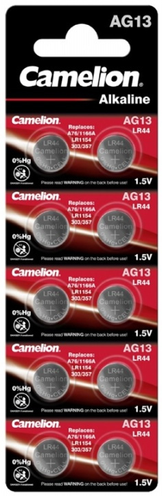 Camelion LR44/1,5V, knappcellsbatteri, alkaline, 10-pack in the group HOME ELECTRONICS / Batteries & Chargers / Batteries / Button cell at TP E-commerce Nordic AB (38-92012)