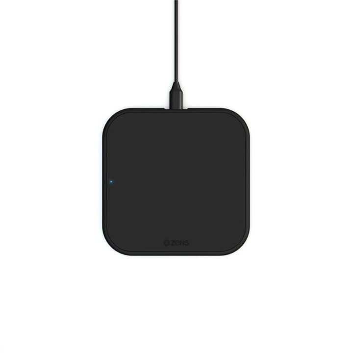 Zens Essential Single Laddare QI 10W Svart 5mm Slim (Apple + Samsung QC) in the group SMARTPHONE & TABLETS / Chargers & Cables / Wireless Qi chargers at TP E-commerce Nordic AB (38-92379)