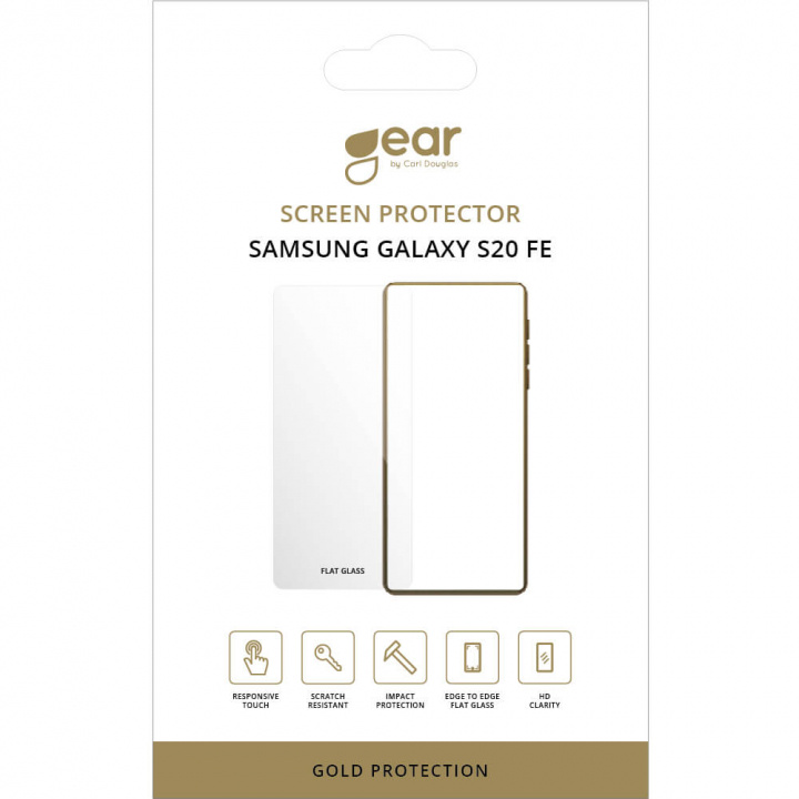 Gear Glass Prot. Flat Case Friendly 2.5D GOLD Samsung Galaxy S20FE 5G/S20FE 4G in the group SMARTPHONE & TABLETS / Phone cases / Samsung at TP E-commerce Nordic AB (38-92422)