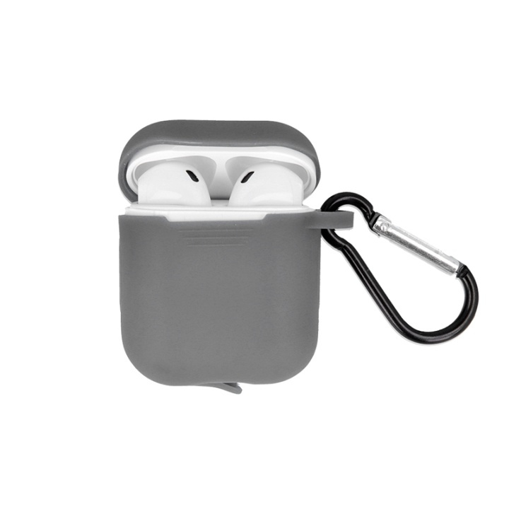 Airpods Protective case with hook, Grey in the group HOME ELECTRONICS / Audio & Picture / Headphones & Accessories / Accessories at TP E-commerce Nordic AB (38-92625)