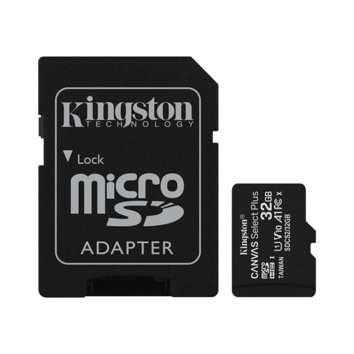 Kingston Canvas Select Plus microSDHC 32GB + Adapter in the group HOME ELECTRONICS / Storage media / Memory cards / MicroSD/HC/XC at TP E-commerce Nordic AB (38-92718)