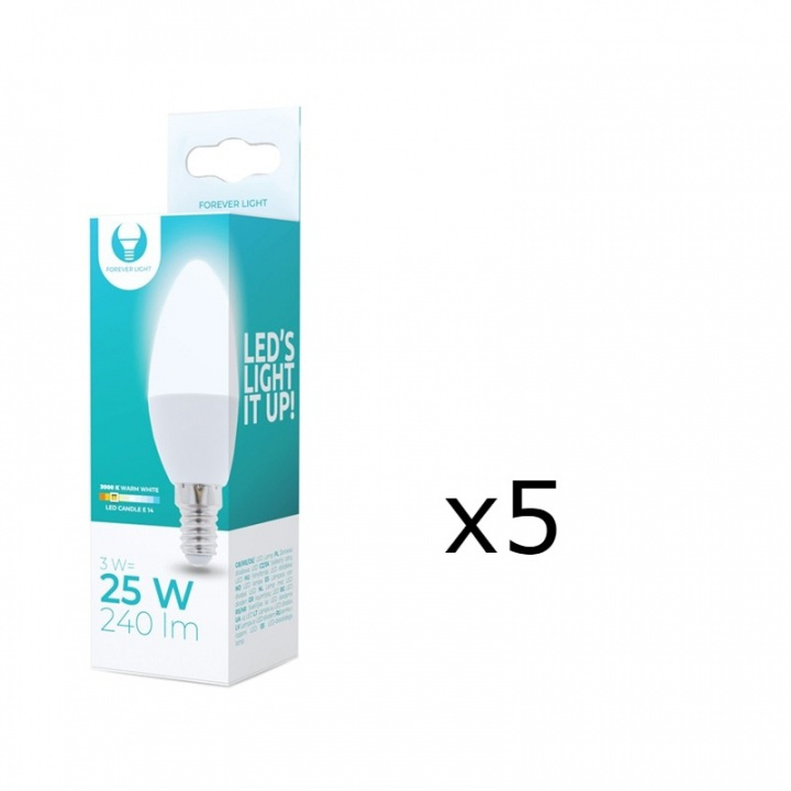LED Lamp E14, C37, 3W, 230V, 3000K 5-pack, Warm white in the group HOME ELECTRONICS / Lighting / LED lamps at TP E-commerce Nordic AB (38-92746-PKT05)