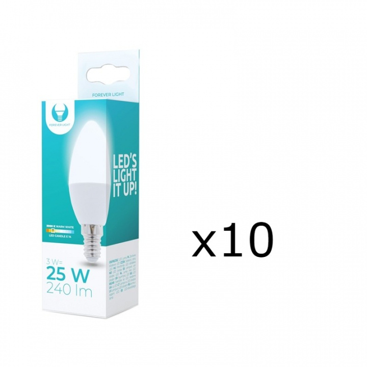 LED Lamp E14, C37, 3W, 230V, 3000K 10-pack, Warm white in the group HOME ELECTRONICS / Lighting / LED lamps at TP E-commerce Nordic AB (38-92746-PKT10)
