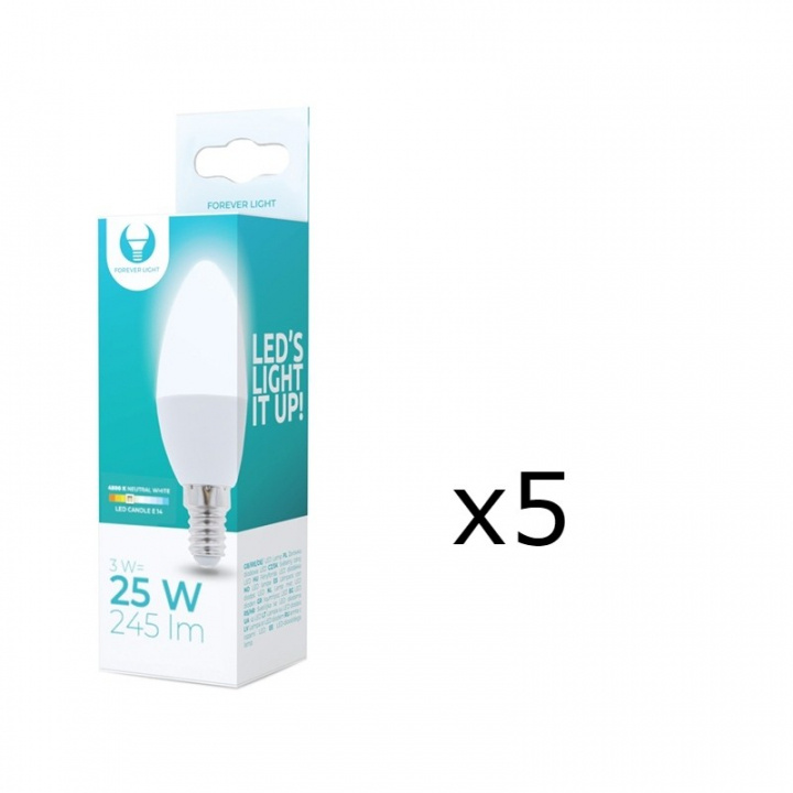 LED Lamp E14, C37, 3W, 230V, 4500K 5-pack, White neutral in the group HOME ELECTRONICS / Lighting / LED lamps at TP E-commerce Nordic AB (38-92747-PKT05)