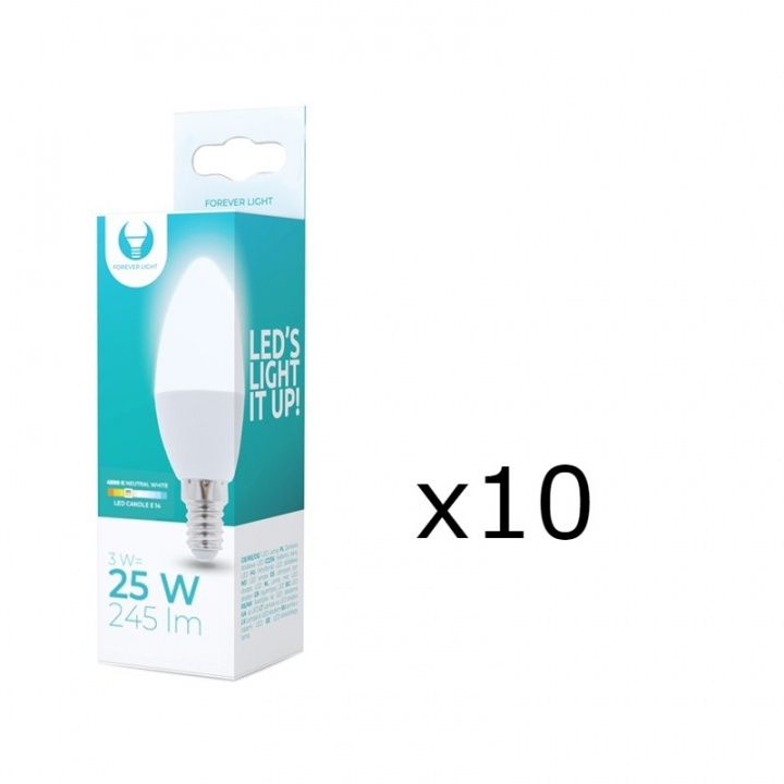LED Lamp E14, C37, 3W, 230V, 4500K 10-pack, White neutral in the group HOME ELECTRONICS / Lighting / LED lamps at TP E-commerce Nordic AB (38-92747-PKT10)