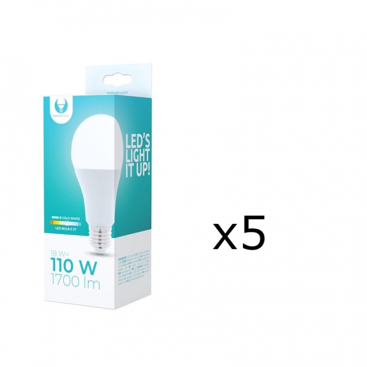 LED lamp E27, A65, 18W, 230V, 6000K 5-pack, Cool white in the group HOME ELECTRONICS / Lighting / LED lamps at TP E-commerce Nordic AB (38-92753-PKT05)