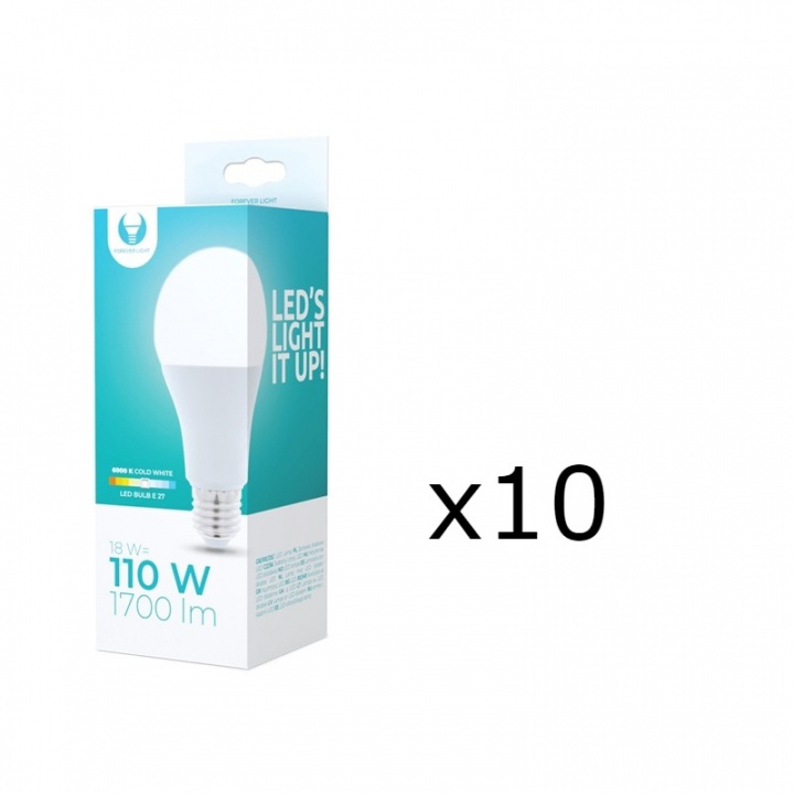 LED lamp E27, A65, 18W, 230V, 6000K 10-pack, Cool white in the group HOME ELECTRONICS / Lighting / LED lamps at TP E-commerce Nordic AB (38-92753-PKT10)