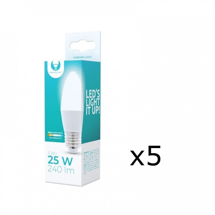 LED Lamp E27, 3W, 230V, 3000K, 5-pack, Warm white in the group HOME ELECTRONICS / Lighting / LED lamps at TP E-commerce Nordic AB (38-92754-PKT05)
