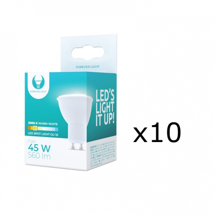 LED Lamp GU10, 7W, 230V, 3000K, 10-pack, Warm white in the group HOME ELECTRONICS / Lighting / LED lamps at TP E-commerce Nordic AB (38-92759-PKT10)