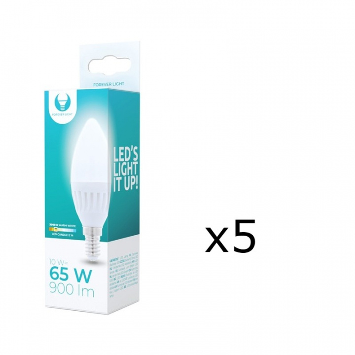 LED-Lampa E14, C37, 10W, 230V, 3000K, Keramisk 5-pack, Varmvitt in the group HOME ELECTRONICS / Lighting / LED lamps at TP E-commerce Nordic AB (38-92762-PKT05)