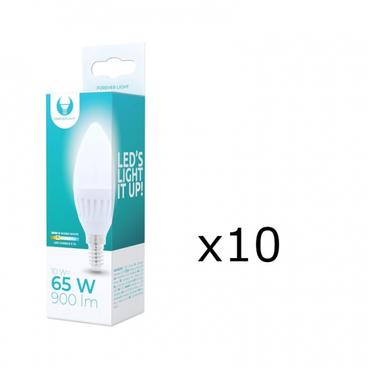 LED-Lampa E14, C37, 10W, 230V, 3000K, Keramisk 10-pack, Varmvitt in the group HOME ELECTRONICS / Lighting / LED lamps at TP E-commerce Nordic AB (38-92762-PKT10)