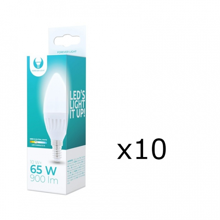 LED-Lampa E14, C37, 10W, 230V, 4000K, Keramisk, 10-pack, Vit neutral in the group HOME ELECTRONICS / Lighting / LED lamps at TP E-commerce Nordic AB (38-92763-PKT10)