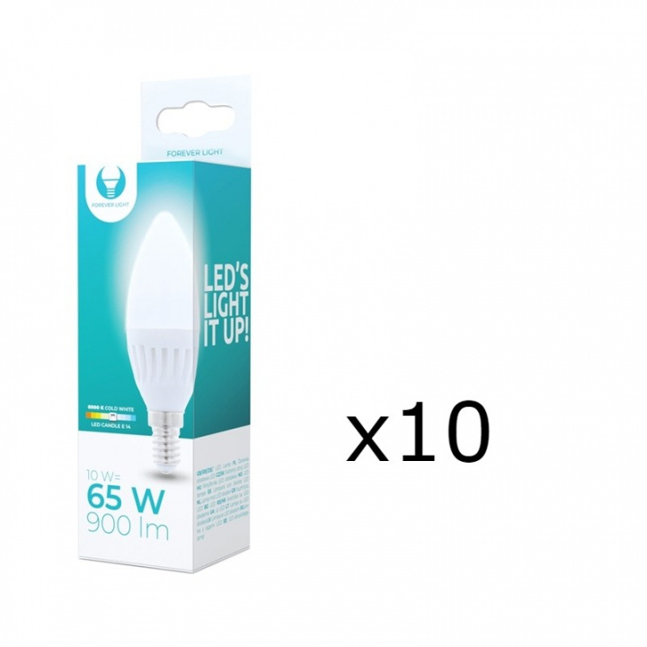 LED-Lampa E14, C37, 10W, 230V, 6000K, Keramisk, 10-pack, Kallvitt in the group HOME ELECTRONICS / Lighting / LED lamps at TP E-commerce Nordic AB (38-92764-PKT10)