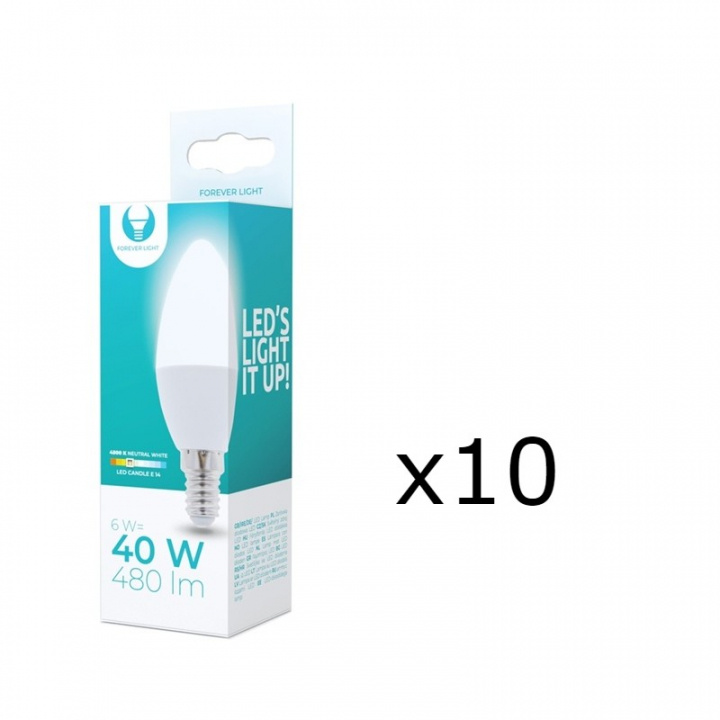 LED Lamp E14, C37, 6W, 230V, 4500K 10-pack, White neutral in the group HOME ELECTRONICS / Lighting / LED lamps at TP E-commerce Nordic AB (38-92766-PKT10)