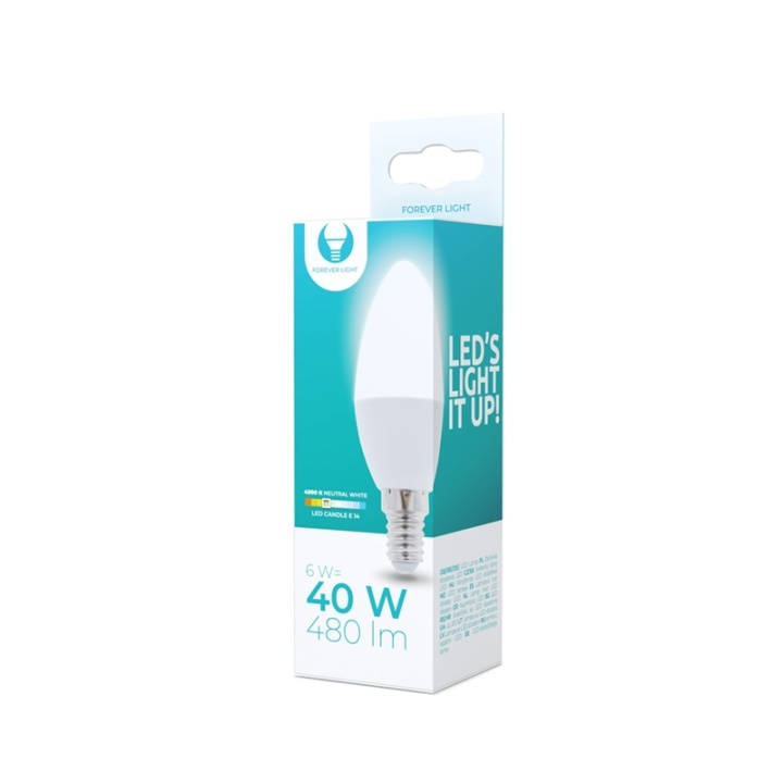 LED Lamp E14, C37, 6W, 230V, 4500K, White neutral in the group HOME ELECTRONICS / Lighting / LED lamps at TP E-commerce Nordic AB (38-92766)