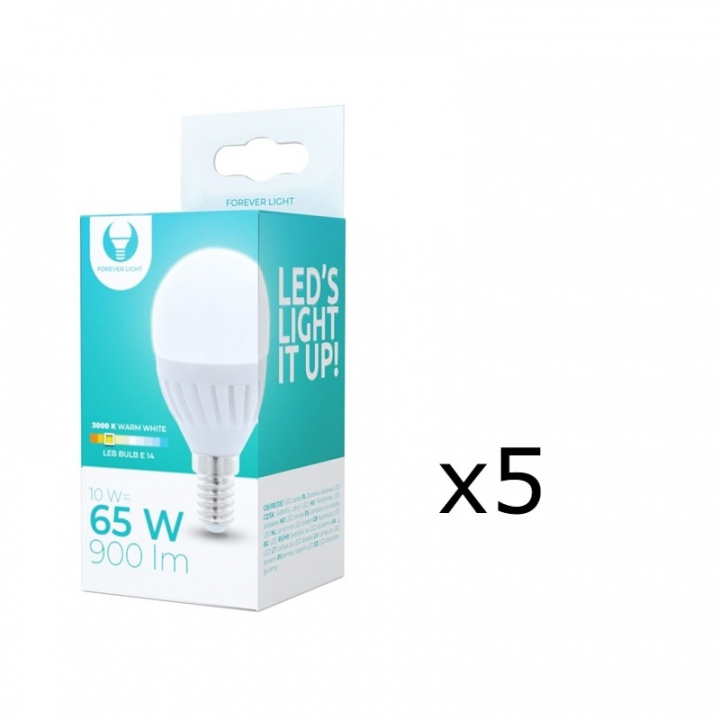 LED Lamp E14, G45, 10W, 230V, 3000K, Ceramic, 5-pack, Warm white in the group HOME ELECTRONICS / Lighting / LED lamps at TP E-commerce Nordic AB (38-92767-PKT05)