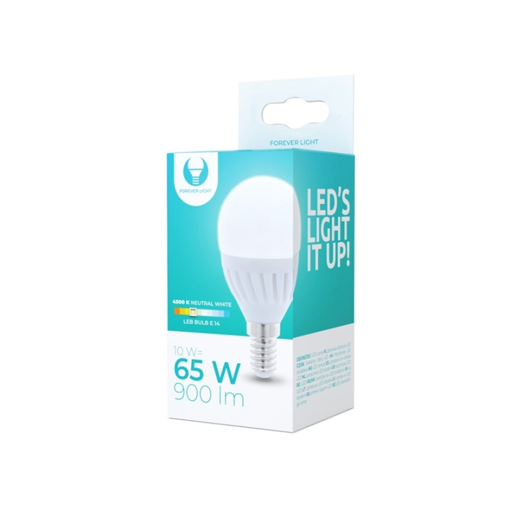 LED Bulb E14, G45, 10W, 230V, 4500K, Ceramic, Neutral White in the group HOME ELECTRONICS / Lighting / LED lamps at TP E-commerce Nordic AB (38-92768)