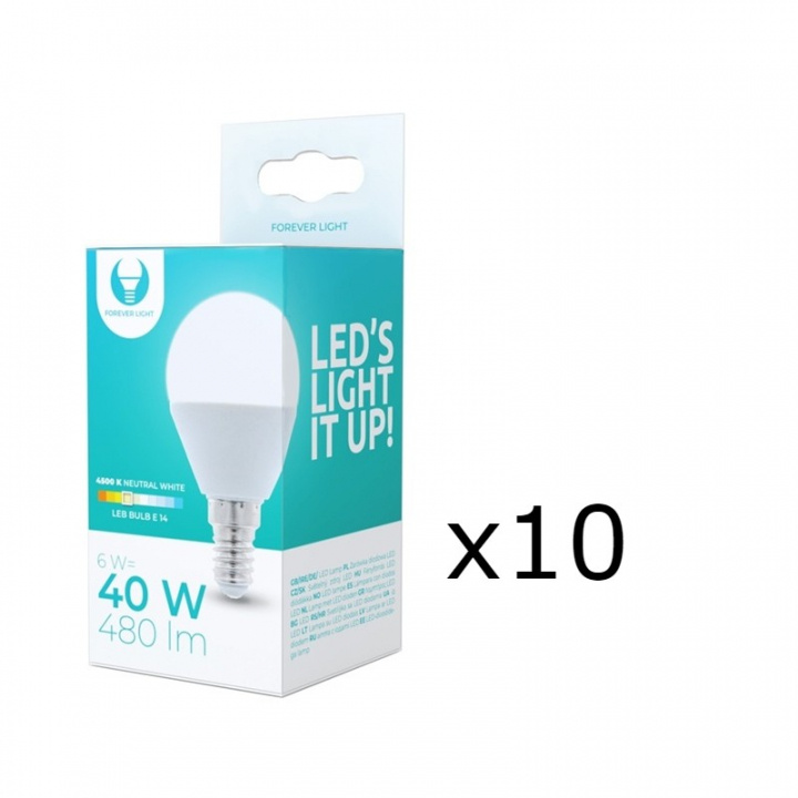 LED-Lampa E14, G45, 6W, 4500K 10-pack, Vit neutral in the group HOME ELECTRONICS / Lighting / LED lamps at TP E-commerce Nordic AB (38-92772-PKT10)