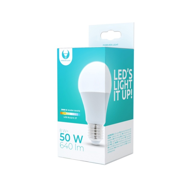 LED-Lampa E27, A60, 8W, 3000K, Varmvitt in the group HOME ELECTRONICS / Lighting / LED lamps at TP E-commerce Nordic AB (38-92777)