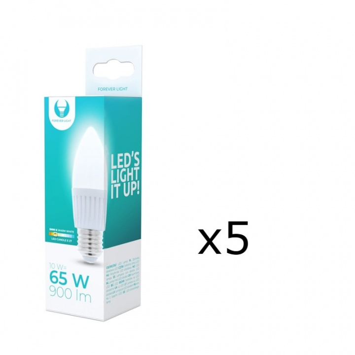 LED-Lampa E27, C37, 10W, 230V, 3000K, Keramisk 5-pack, Varmvitt in the group HOME ELECTRONICS / Lighting / LED lamps at TP E-commerce Nordic AB (38-92780-PKT05)