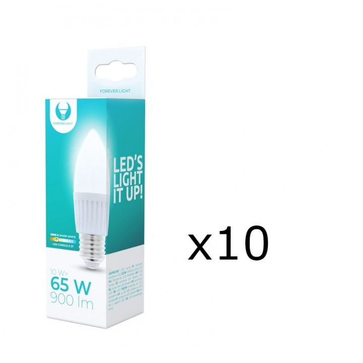 LED-Lampa E27, C37, 10W, 230V, 3000K, Keramisk 10-pack, Varmvitt in the group HOME ELECTRONICS / Lighting / LED lamps at TP E-commerce Nordic AB (38-92780-PKT10)