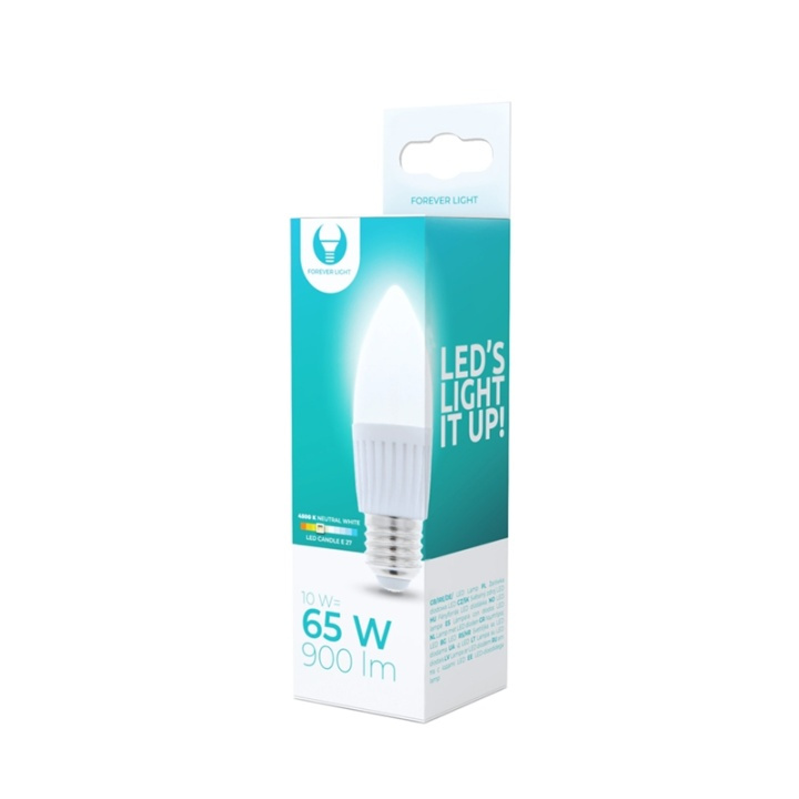 LED Lamp E27, C37, 10W, 230V, 4500K, Ceramic, White neutral in the group HOME ELECTRONICS / Lighting / LED lamps at TP E-commerce Nordic AB (38-92781)