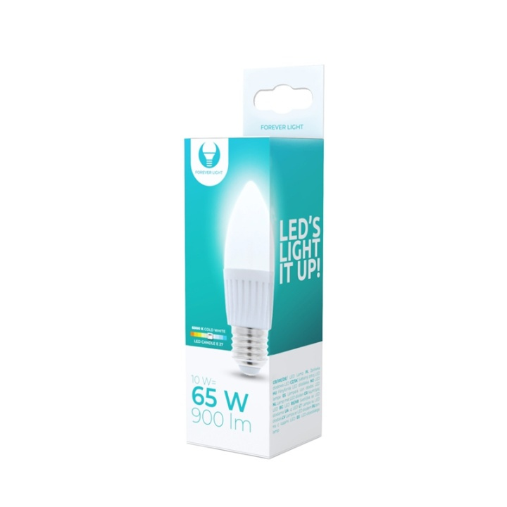 LED Lamp E27, C37, 10W, 230V, 6000K, Ceramic, Cool White in the group HOME ELECTRONICS / Lighting / LED lamps at TP E-commerce Nordic AB (38-92782)