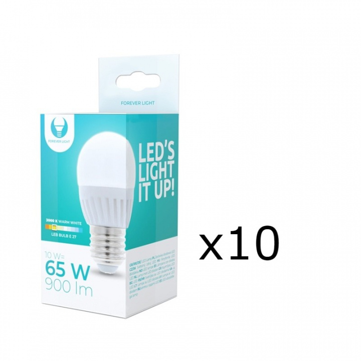 LED Lamp E27, G45, 10W, 230V, 3000K, Ceramic 10-pack, Warm White in the group HOME ELECTRONICS / Lighting / LED lamps at TP E-commerce Nordic AB (38-92785-PKT10)
