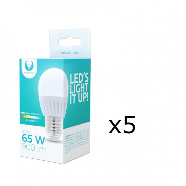 LED-Lampa E27, G45, 10W, 230V, 4500K, Keramisk 5-pack, Vit neutral in the group HOME ELECTRONICS / Lighting / LED lamps at TP E-commerce Nordic AB (38-92786-PKT05)