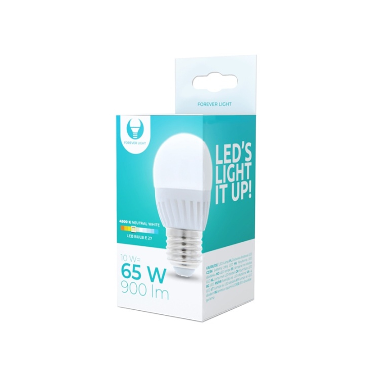 LED-Lampa E27, G45, 10W, 230V, 4500K, Keramisk, Vit neutral in the group HOME ELECTRONICS / Lighting / LED lamps at TP E-commerce Nordic AB (38-92786)