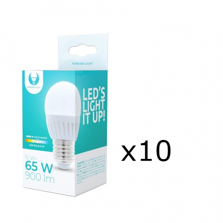 LED Lamp E27, G45, 10W, 230V, 6000K, Ceramic 10-pack, Cool White in the group HOME ELECTRONICS / Lighting / LED lamps at TP E-commerce Nordic AB (38-92787-PKT10)