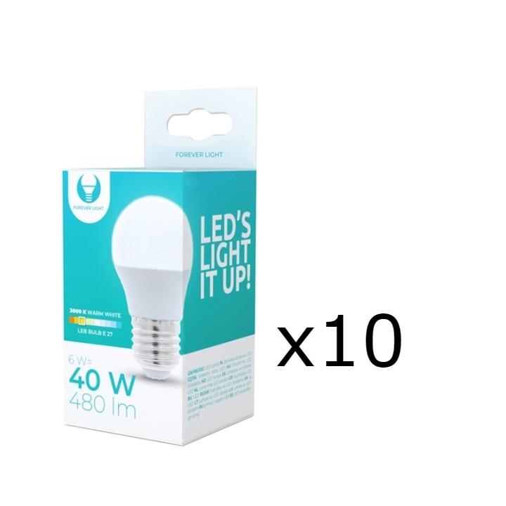 LED-Lampa E27, G45, 6W, 3000K 10-pack, Varmvitt in the group HOME ELECTRONICS / Lighting / LED lamps at TP E-commerce Nordic AB (38-92788-PKT10)