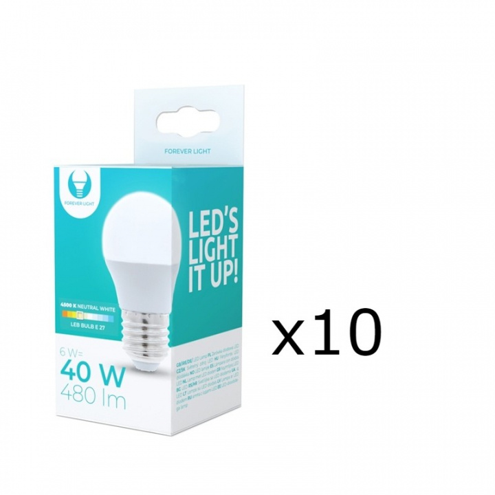 LED Lamp E27, G45, 6W, 4500K 10-pack, White neutral in the group HOME ELECTRONICS / Lighting / LED lamps at TP E-commerce Nordic AB (38-92789-PKT10)