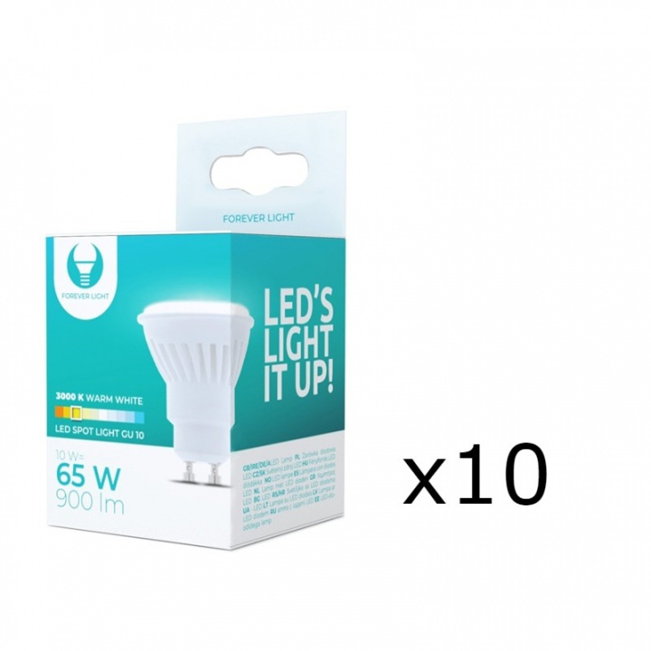 LED-Lampa GU10, 10W, 230V, 3000K, Keramisk 10-pack, Varmvit in the group HOME ELECTRONICS / Lighting / LED lamps at TP E-commerce Nordic AB (38-92791-PKT10)