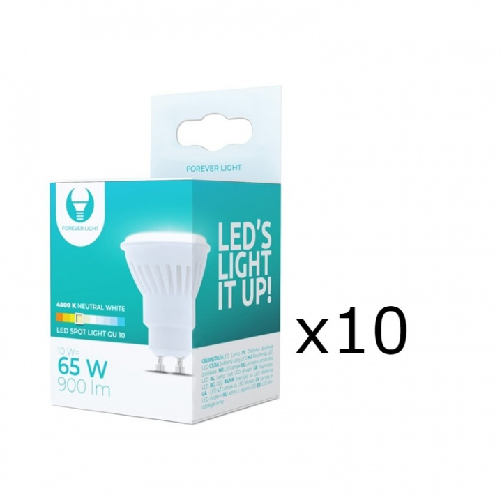 LED Lamp, GU10, 10W, 230V, 4500K, Ceramic, 10-pack, White neutral in the group HOME ELECTRONICS / Lighting / LED lamps at TP E-commerce Nordic AB (38-92792-PKT10)