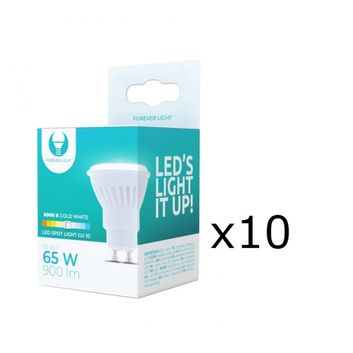 LED Lamp, GU10, 10W, 230V, 6000K, Ceramic, 10-pack, Cool white in the group HOME ELECTRONICS / Lighting / LED lamps at TP E-commerce Nordic AB (38-92793-PKT10)