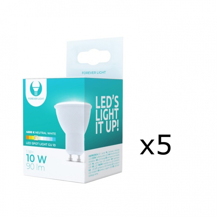 LED-Lampa GU10, 1W, 230V, 4500K, 5-pack, Vit neutral in the group HOME ELECTRONICS / Lighting / LED lamps at TP E-commerce Nordic AB (38-92794-PKT05)