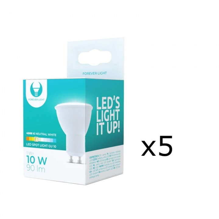 LED Lamp GU10, 1W, 230V, 4500K, 5-pack, White neutral in the group HOME ELECTRONICS / Lighting / LED lamps at TP E-commerce Nordic AB (38-92794-PKT05)