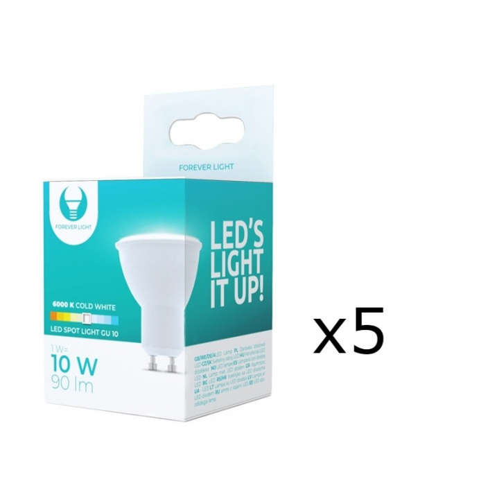 LED Lamp GU10, 1W, 230V, 6000K, 5-pack, Cool white in the group HOME ELECTRONICS / Lighting / LED lamps at TP E-commerce Nordic AB (38-92795-PKT05)