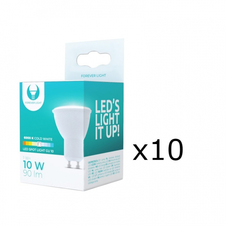 LED Lamp GU10, 1W, 230V, 6000K, 10-pack, Cool white in the group HOME ELECTRONICS / Lighting / LED lamps at TP E-commerce Nordic AB (38-92795-PKT10)