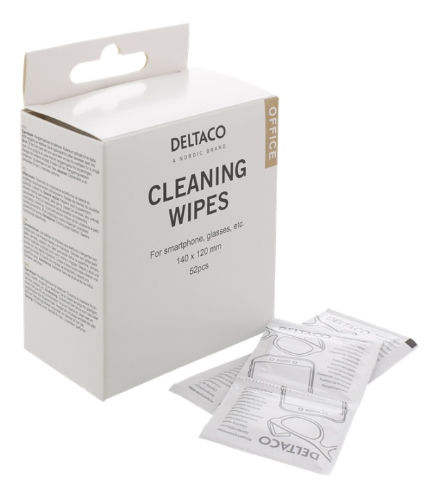 DELTACO Office cleaning wipes for smartphone, 1-pack 52pcs in the group HOME ELECTRONICS / Audio & Picture / TV & Accessories / Accessories at TP E-commerce Nordic AB (38-93111)