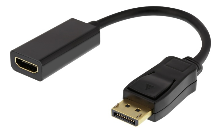 DELTACO Displayport ma - HDMI fe adapter, DP++, 3840x2160 60Hz, black in the group COMPUTERS & PERIPHERALS / Computer cables / DisplayPort / Adapters at TP E-commerce Nordic AB (38-93252)