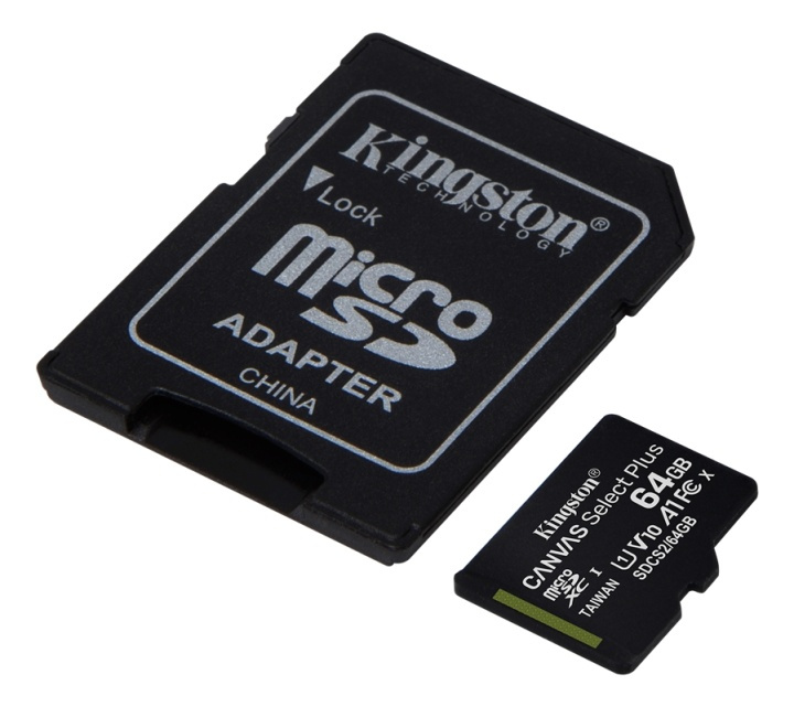 Kingston 64GB micSDXC Canvas Select Plus 100R A1 C10 Card + ADP in the group HOME ELECTRONICS / Storage media / Memory cards / MicroSD/HC/XC at TP E-commerce Nordic AB (38-93380)